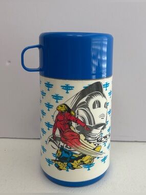 The Rocketeer Vintage Plastic Thermos 1991 Aladdin Blue